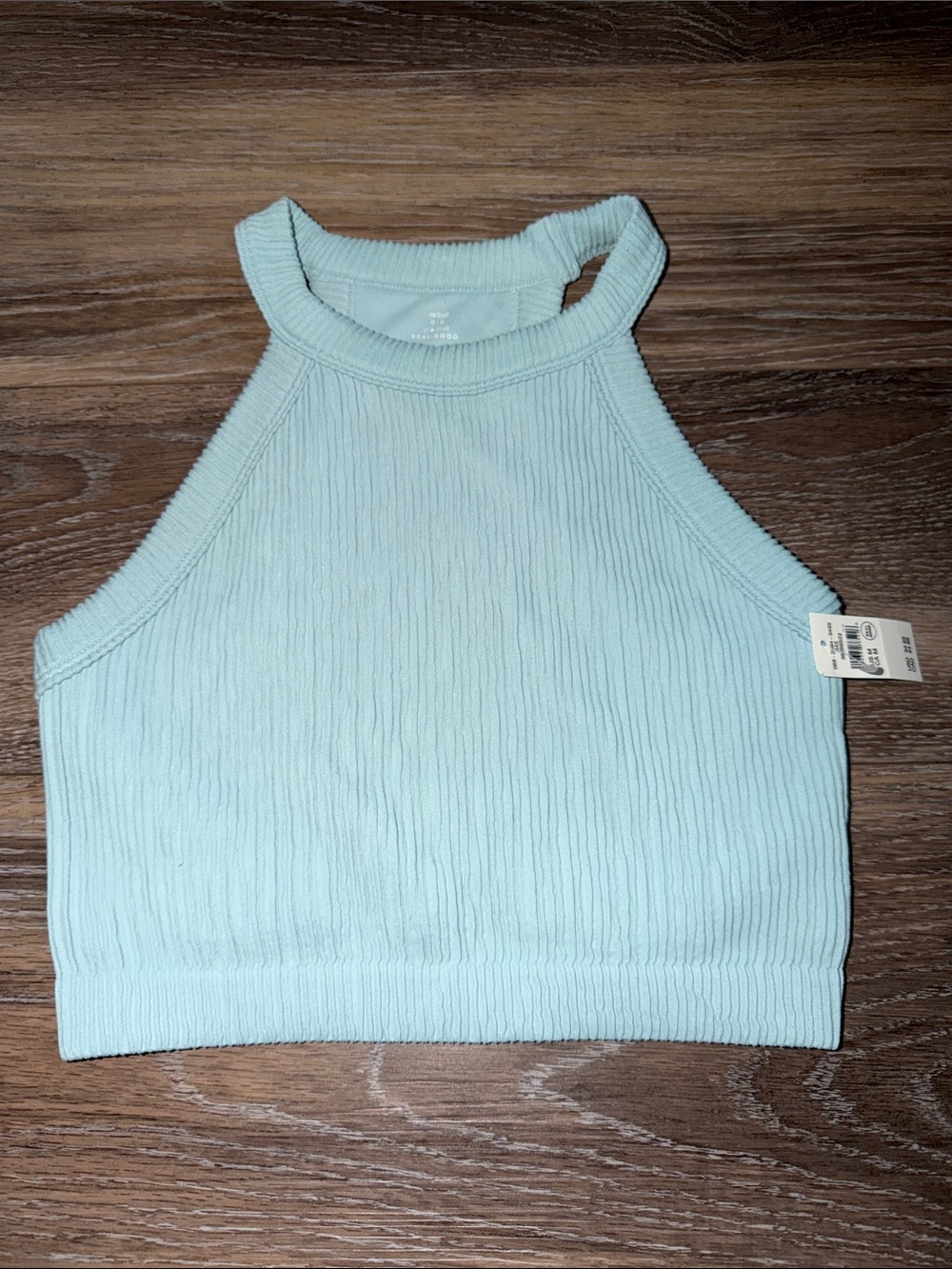 aerie Ribbed High Neck Crop Tank Top - Mint